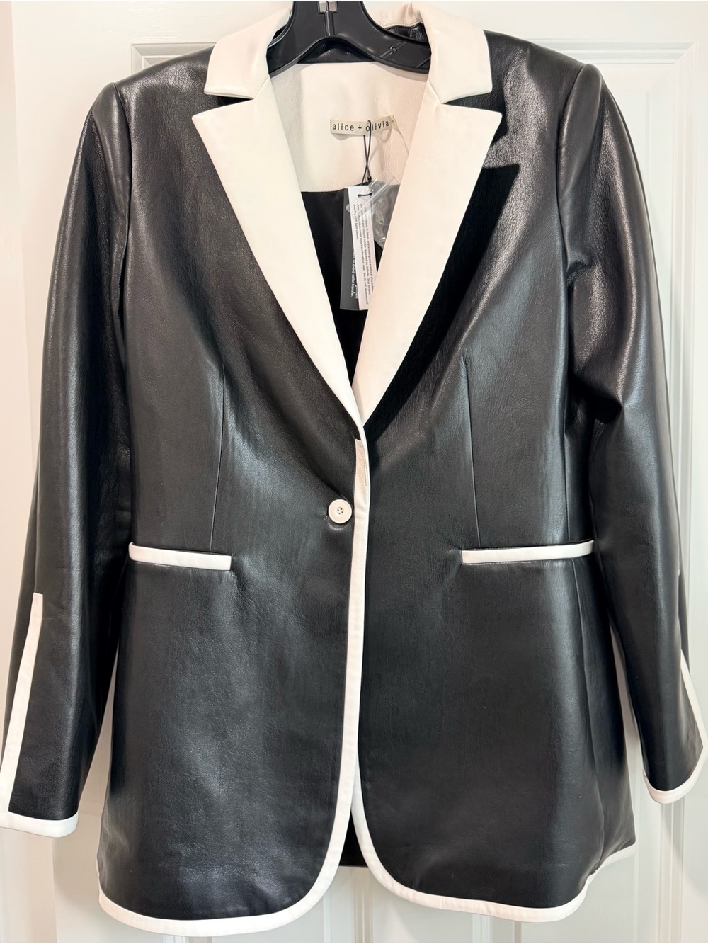 Alice + Olivia Black Blazer with White Trim